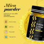 BeePoint Gold Edible Luster Dust 15g - Food Grade, Vibrant Color Shimmer Powdered Dust for Drinks, Cocktails, Cake Decorating, Baking, Chocolates, Candy, Sweets, & Cookies - Vegan & Gluten Free