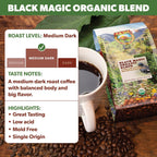 Low Acid Organic Coffee – Whole Bean, Mold-Free & Stomach Friendly by Java Planet, Black Magic Blend Coffee, Medium Dark Roast, Smooth Full Flavored, 5LB Bag