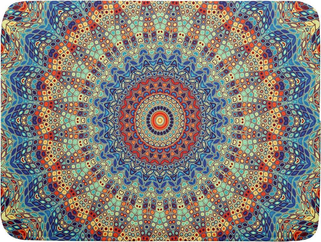 Bohemian Mandala Dish Drying Mat for Kitchen Counter Boho Ethnic Drying Mat 18 x 24 Inch with High Absorbent Reversible Microfiber Dish Drying Pad Dish Rack Pad Drainer Mat for Coffee Bar