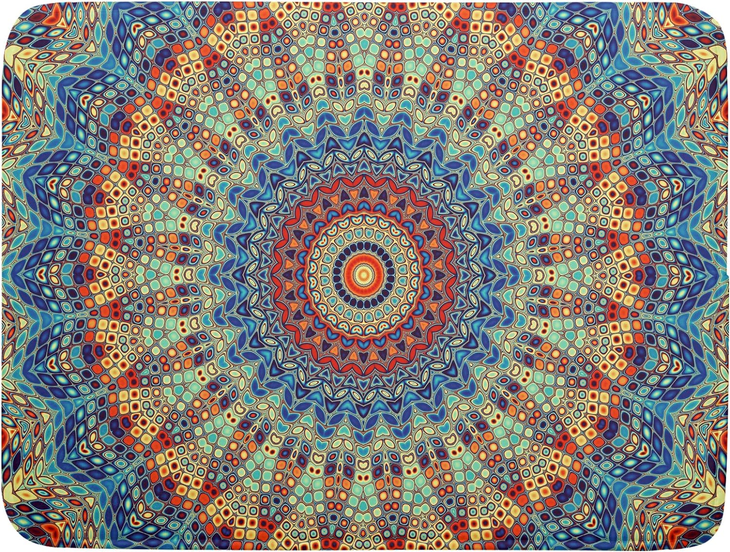 Bohemian Mandala Dish Drying Mat for Kitchen Counter Boho Ethnic Drying Mat 18 x 24 Inch with High Absorbent Reversible Microfiber Dish Drying Pad Dish Rack Pad Drainer Mat for Coffee Bar