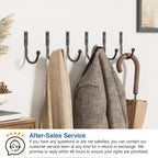 6 Pack Wall Hooks，Metal Hooks Hold up to 45 Lbs，Hooks Wall Mount for Hanging Towel/Coat/Bag/Keys/Cups，Ideal for Bathroom，Outdoor，Closet，Kitchen，Garage，Black