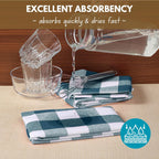 Native Fab 4-Pack Kitchen Towel with Hanging Loop 16x26 inches, Cotton Buffalo Check Kitchen Towels for Cleaning Drying, Washcloths Soft & Absorbent Cloth Rags, Bar Towel, Dish Cloth, Teal Green