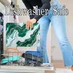 White Green Moss Agate Marble Kitchen Glass Cutting Board Ocean Decorative Gift Marbled Granite Stone Rock Gift For Her Mom Wife (White Green)