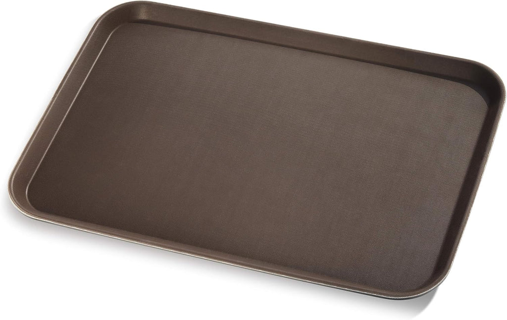 New Star Foodservice Restaurant Grade Non-Slip Tray, Plastic, Rubber Lined, Rectangular (Brown, 18-Inch x 26-Inch)