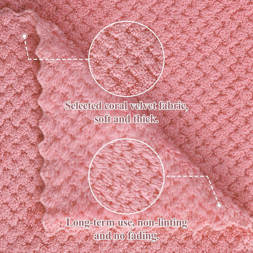 Homaxy 12 Pack Kitchen Dish Cloths, Ultra Soft and Absorbent Dish Towels, Reusable Fast Drying Microfiber Cleaning Cloth, Coral Velvet No-lint Cleaning Rags, 10 x 10 inches, Mix Color