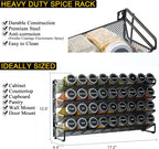 SpaceAid Spice Rack Organizer with 36 Spice Jars, 386 Spice Labels, Chalk Marker and Funnel Set for Cabinet, Countertop, Pantry, Cupboard or Door & Wall Mount - 36 Jars, 17.2" W × 10.8" H, Black