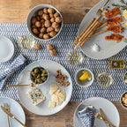 over&back Coupe Stoneware Serving Platter - Elegant 1-Piece Round Serving Platter to Complete Your Kitchen Set - 13.1" x 13.1" - Semi-Matte Fog Blue