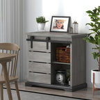 NSdirect Sideboard Coffee Bar Cabinet,Modern Farmhouse Buffet Station Sliding Barn Door Storage Credenza Console with Slat and Shelf Entryway Storage Cabinet Kitchen Dining Living Room, White