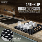 Esatto 12 Pack Interlocking Shelf Mats 12″, Black – for Spills, Clean Bars, Stain Protection, and an Anti-Slip Surface
