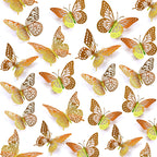 SAOROPEB 3D Butterfly Wall Decor - 48 Pcs, 4 Styles, 3 Sizes - Removable Gold Decorations for Birthday & Party Celebrations