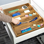 Utoplike Acacia Kitchen Drawer Organizer Expandable, Large Utensils and Cutlery Tray, Adjustable Silverware Divider for Knives Flatware