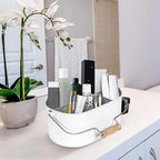 Alpha Living Home 4-Compartment Flatware Caddy - Metal Cutlery Holder Silverware & Condiment Organizer - Perfect for Kitchen, Dining, and Picnics (White)