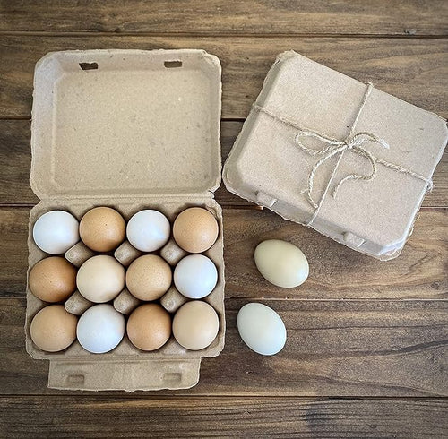 "Vintage Egg Cartons for 12 Large Eggs – Classic 3x4 Layout – Durable Recycled Cardboard – Farmhouse Style – Eco-Friendly Packaging - Tan 25 Pack