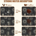 Moon Sun Zodiac Coffee Mat Astrology Dish Drying Mat for Kitchen Counter Absorbent Hide Stain Rubber Backed Coffee Bar Accessories Fit Under Espresso Machine, 15.7 x 23.6 Inch