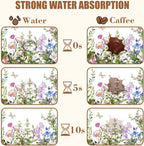 Watercolor Flower and Butterfly Dish Drying Mat for Kitchen Counter Absorbent Coffee Mat with Hide Stain Rubber Backed Espresso Machine Coffee Bar Accessories 15.7 x 23.6 Inch