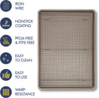 Ultra Cuisine Quarter Baking Sheets with 100% Stainless Steel Rack Set - Includes Premium Aluminum Baking Sheet and Dishwasher Safe Cookie Cooling Racks,Commercial Quality 13"x9"x1"