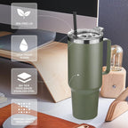 HASLE OUTFITTERS 40 oz Stainless Steel Tumbler with Handle, Vacuum Insulated Tumblers Bulk, Reusable Double Wall Travel Coffee Mug, Durable Powder Coated Water Bottles(Army Green, 4)