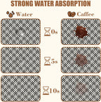 Black and White Checkered Flower Dish Drying Mat for Kitchen Counter Absorbent Coffee Mat Hide Stain Rubber Backed Drying Rack Pad Espresso Machine Coffee Bar Accessories 15.7 x 23.6 Inch