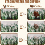 Dish Drying Mat Watercolor Foggy Forest Coffee Bar Mat for Countertop Absorbent Rubber Backed Hide Stain Dish Drainer Rack Pad Coffee Maker Espresso Machine Dining Room Decor 11.8 x 19.7 Inch