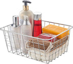 Wire Kitchen Storage Basket 4 Packs,Perfect Pantry Organization Accessories Baskets,Laundry Basket,Countertop Organization,Suitable for Kitchen,Bathroom,Bedroom,Tabletop,Stackable,Chrome