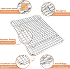 P&P CHEF Baking Oven Pan with Wire Rack, Stainless Steel Baking Oven Sheet Tray, Bacon Pan and Cooling Rack for Cooking Roasting Cookie, Dishwasher Safe & Easy Clean, 12.5 x 9.7 x 1 Inch