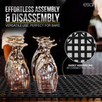 Esatto 6 Pack Interlocking Shelf Mats 12″, Black – for Spills, Clean Bars, Stain Protection, and an Anti-Slip Surface