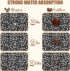 Black and White Flowers Dish Drying Mat for Kitchen Counter Coffee Bar Mat Hide Stain Absorbent Rubber Backed Drying Rack Pad Espresso Machine Coffee Bar Accessories 11.8 x 19.7 Inch