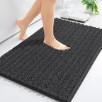 Arotive Luxury Chenille Bathroom Rug Mat, Extra Soft Thick Absorbent Shaggy Bath Rugs, Non-Slip Machine Wash Dry, Plush Bath Mats for Bathroom, Shower and Tub, 36x24, Dark Grey