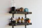 Urban Legacy Accent Shelves | Reclaimed Barn Plank | Set of 2 with Full Brackets (Coffee Bean 18"x 4.5"x 2")