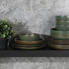 Gibson Elite Beckett Stoneware Matte Reactive Glaze 16 Piece (Service for 4) Plates and Bowls Dinnerware Set - Green