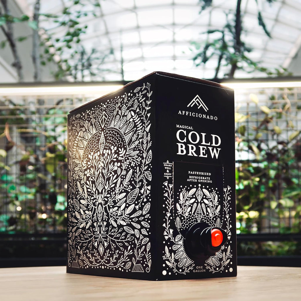 Afficionado Coffee Roasters | Magical Cold Brew | 1 Gallon | Bag in Box | Single Origin Peruvian Coffee | Medium Roast | Ready to Drink | Pasteurized & Shelf-Stable