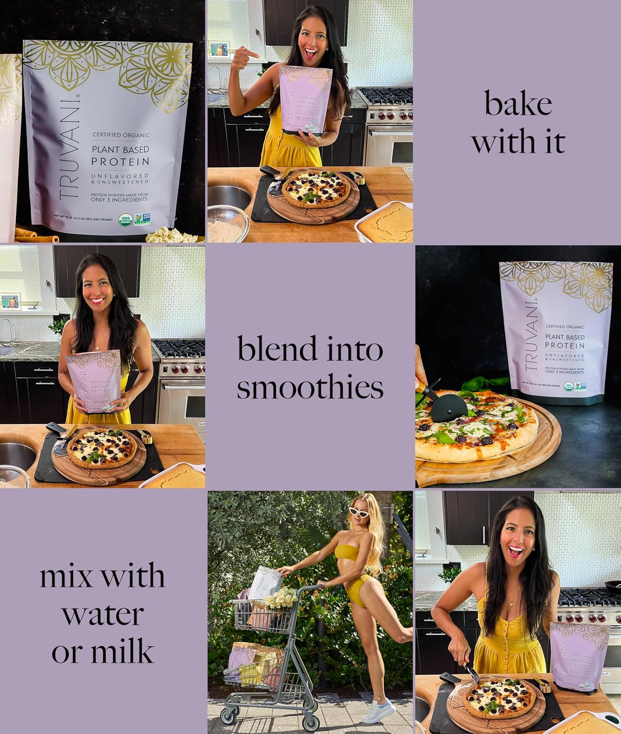 Truvani Vegan Pea Protein Powder | Unflavored | 20g Organic Plant Based Protein | 1 Serving | Keto | Gluten & Dairy Free | Low Carb | No Added Sugar