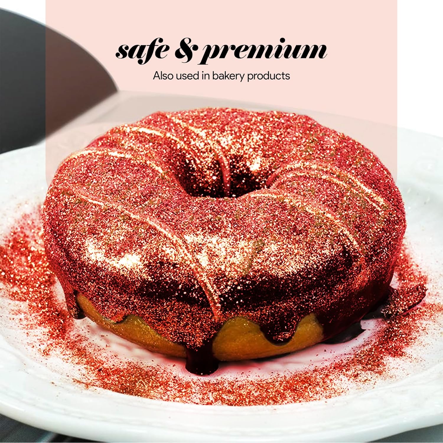 BeePoint Burgundy Edible Luster Dust 15g - Food Grade, Vibrant Color Shimmer Powdered Dust for Drinks, Cocktails, Cake Decorating, Baking, Chocolates, Candy, Sweets, & Cookies - Vegan & Gluten Free