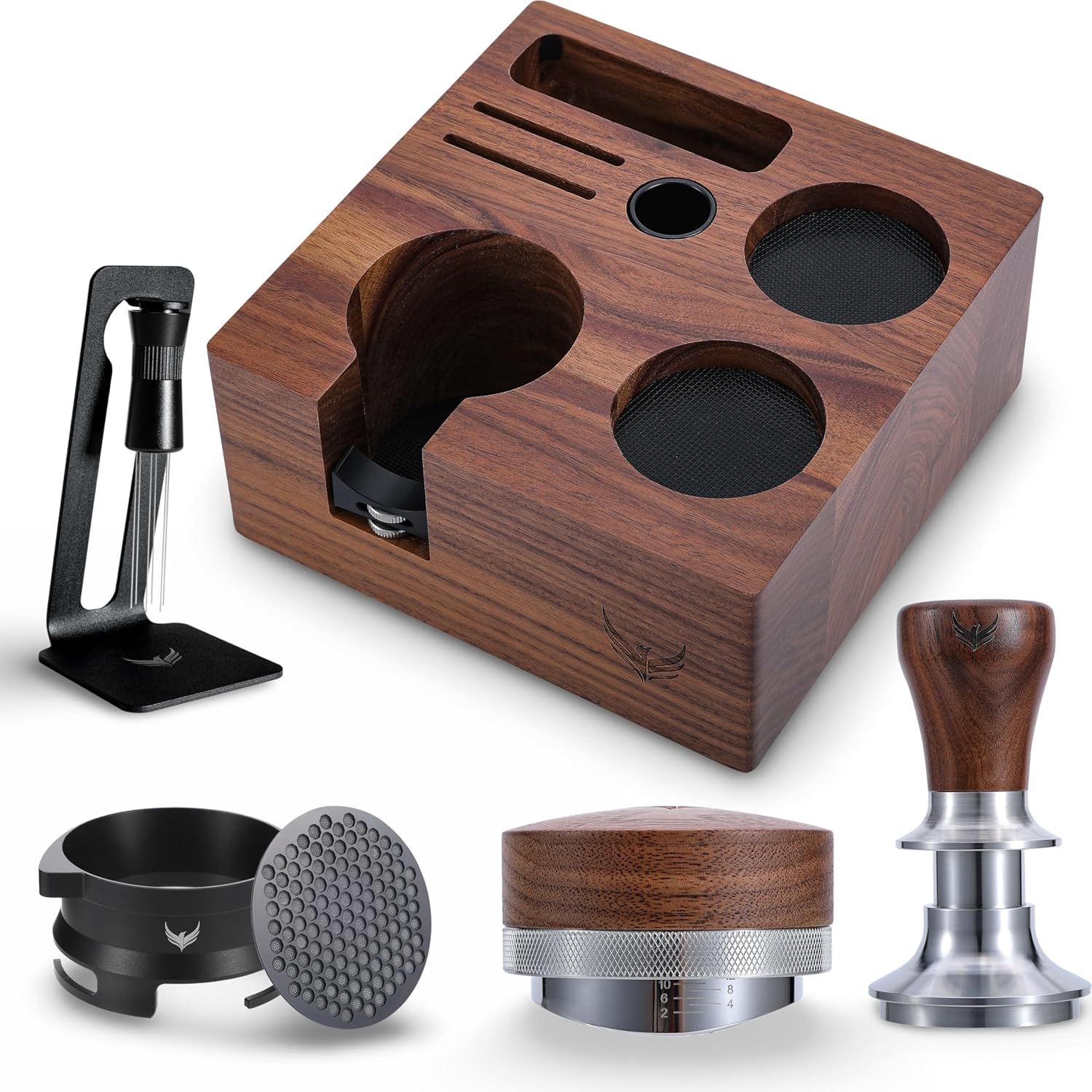 Breville Accessories 54mm Espresso Kit 6pcs Tamping Station, Coffee Tamper, Distributor Tool, Portafilter Funnel, Puck Screen and WDT Stirrer Tool