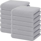 Homaxy 100% Cotton Waffle Weave Kitchen Dish Towels, Ultra Soft Absorbent Quick Drying Cleaning Towel, 13 x 28 Inches, 12-Pack, Light Gray