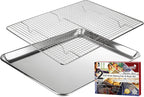 KITCHENATICS Aluminum Baking Pan Half Sheet with Grid: Baking Sheet with Wire Rack, 13 x 18 Baking Trays with Stainless Steel Wire Cooling Rack for Baking, Easy Clean, Commercial Quality, Heavy Duty