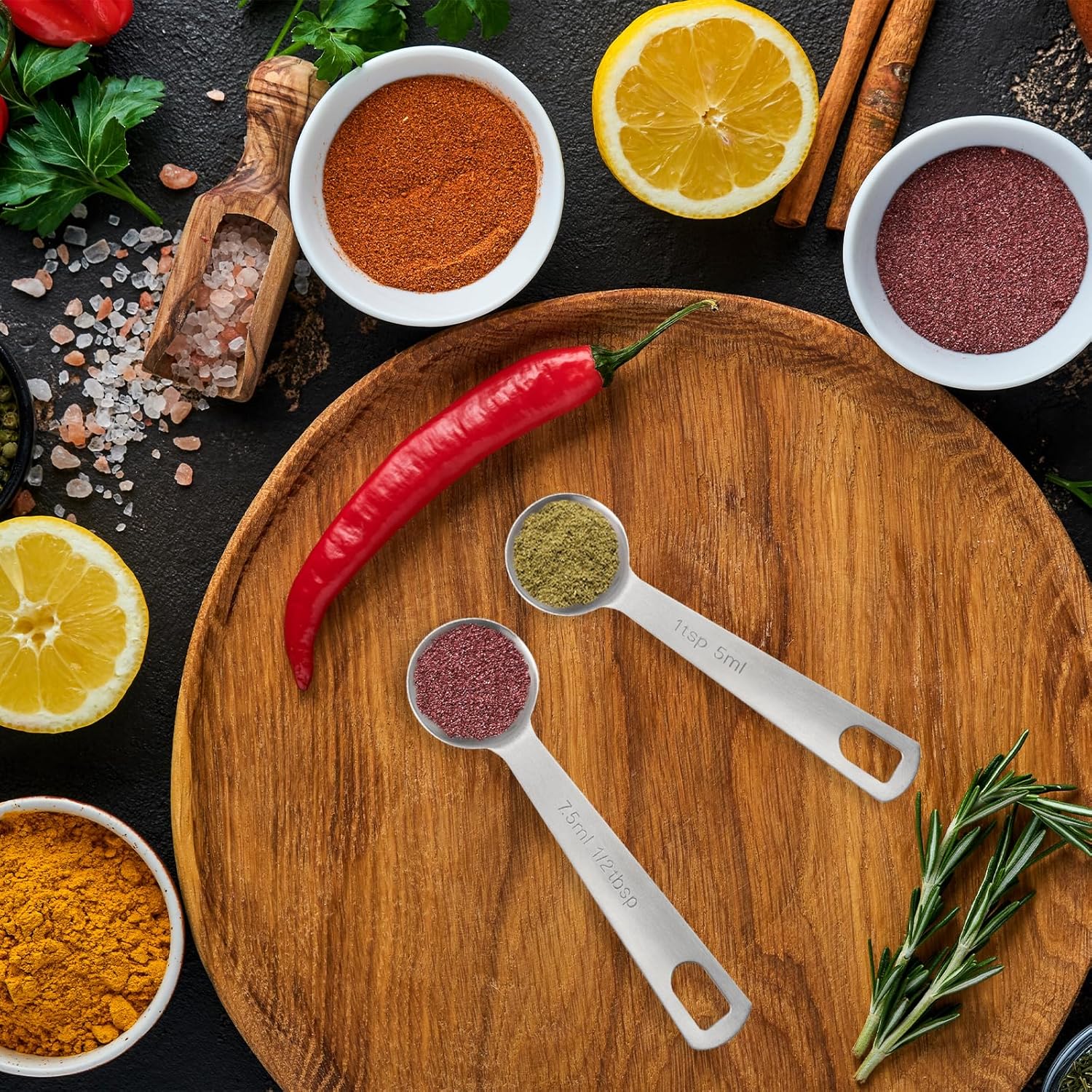 2 Pcs Measuring Spoons Tablespoon Measuring Spoon Set Food Grade Stainless Steel Measuring Teaspoon for Kitchen Cooking(1TSP/5ml, 1/2TBSP/7.5ml)