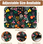 Dish Drying Mat Doodle Flower Meadow Coffee Bar Mat for Countertop Absorbent Rubber Backed Hide Stain Dish Drainer Rack Pad Coffee Pot Espresso Machine Dining Room Decoration 15.7 x 23.6 Inch