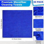 Nuenen Microfiber Cleaning Cloths for Cars 16 x 16 Inch Ultra Absorbent Car Towels Drying Reusable Cleaning Supplies House Kitchen Window Microfiber Towel(Blue,60 Count)