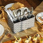 GRANNY SAYS Wicker Utensil Caddy - Picnic Basket with Handle, Organizer for Kitchen Table or Cabinet, Silverware Holder for Parties
