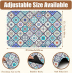 Colorful Tiles Dish Drying Mat for Kitchen Counter Hide Stain Absorbent Coffee Bar Mat Non-Slip Rubber Backed Drying Rack Pad Coffee Pot Espresso Machine Table Accessories 15.7 x 23.6 Inch
