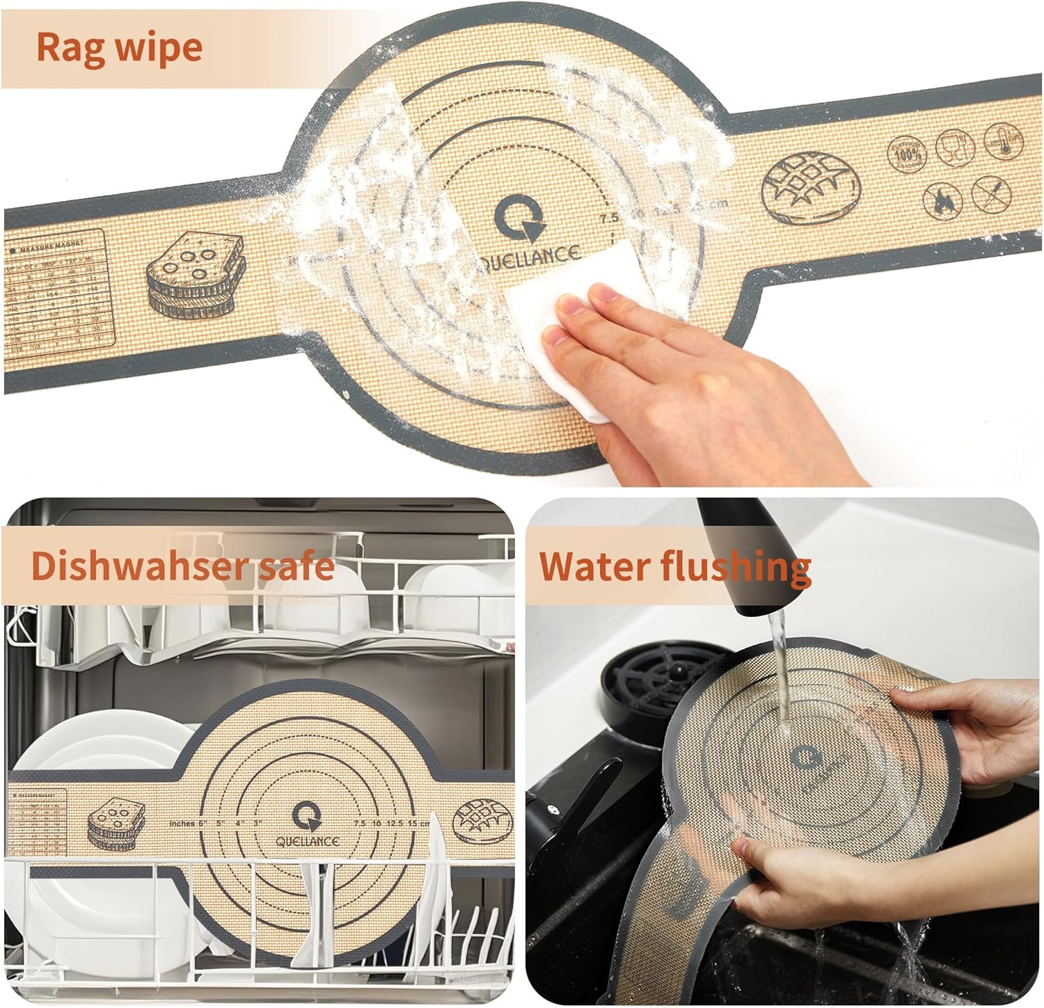 Silicone Sourdough Bread Sling Mat - 2Pcs Round Dough Baking Slings for Dutch Oven, NonStick High Degree Kitchen Sourbread Making Loaf Pan Lifter Liner, Reusable Cooking Transfer Mats with Long Handle