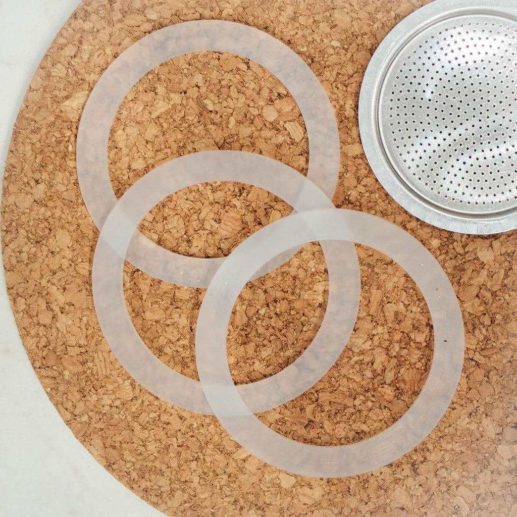 GROSCHE Milano Stovetop Espresso Maker Replacement - 9 Espresso Cup Size Silicone Gasket Seals (3 Seals) & 1 Replacement Filter Screen Kit for Moka Pots