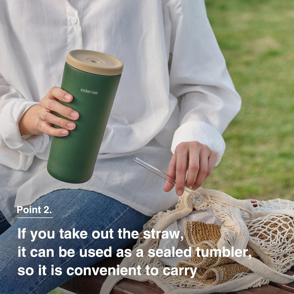 Odense Legodt Straw Tumbler 24oz - Double Stainless Vacuum Insulated Tumbler with Lid & Straw - Travel Mug, Water Bottle for Iced Coffee & Iced Tea, Cold Drinks, Dishwasher Safe(Tangerine Yellow)