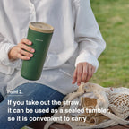 Odense Legodt Straw Tumbler 24oz - Double Stainless Vacuum Insulated Tumbler with Lid & Straw - Travel Mug, Water Bottle for Iced Coffee & Iced Tea, Cold Drinks, Dishwasher Safe(Tangerine Yellow)