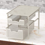 Simple Houseware Stackable 2 Tier Sliding Basket Organizer Drawer, White