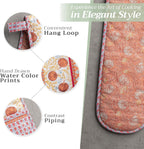 Maison d' Hermine Double Oven Mitts 100% Cotton 7"x35" Double Oven Mitt Heat Resistant BBQ Cooking Gloves with Loop, Baking, Grilling, Home, Kitchen, Handling Hot Pans (Harvest Festival)