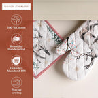 Maison d' Hermine 100% Cotton Oven Mitt & Pot Holder Set (7.5"x13" & 8"x8") Heat Resistant BBQ Cooking Gloves with Loop, Baking, Grilling, Kitchen, Handling Hot Pans (Rural Christmas)