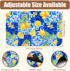 Lemon and Blue Tile Dish Drying Mat for Kitchen Counter Coffee Bar Mat Hide Stain Absorbent Rubber Backed Drying Rack Pad Espresso Machine Coffee Bar Accessories 11.8 x 19.7 Inch