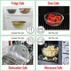 Set of 3 Stackable Space-Saving Nesting Glass Salad Bowls with Acacia Lids for Foodprep, Storage, Baking, Mixing & Cooking - Microwave Safe Durable Inert Borosilicate Glass